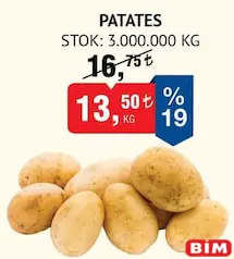 PATATES KG fiyat ve kampanya bilgisi